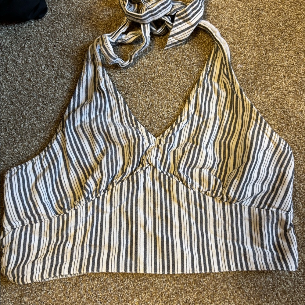 American Eagle Outfitters Striped Halter Crop Top